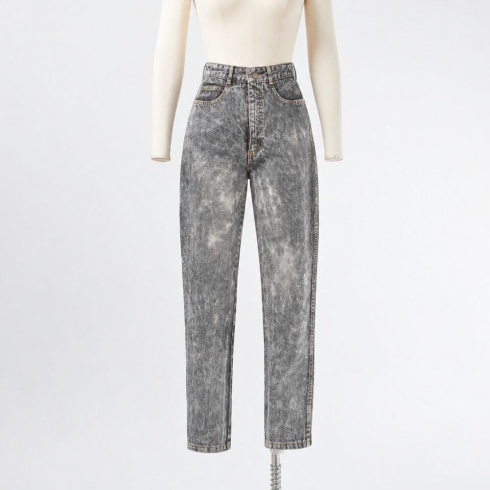 Vintage 80s Gray Acid Wash Slim Fit Tapered Leg Jeans size XS